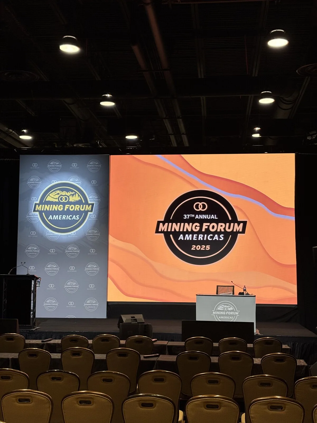 Mining Forum Americas stage with the 37th annual branded screens