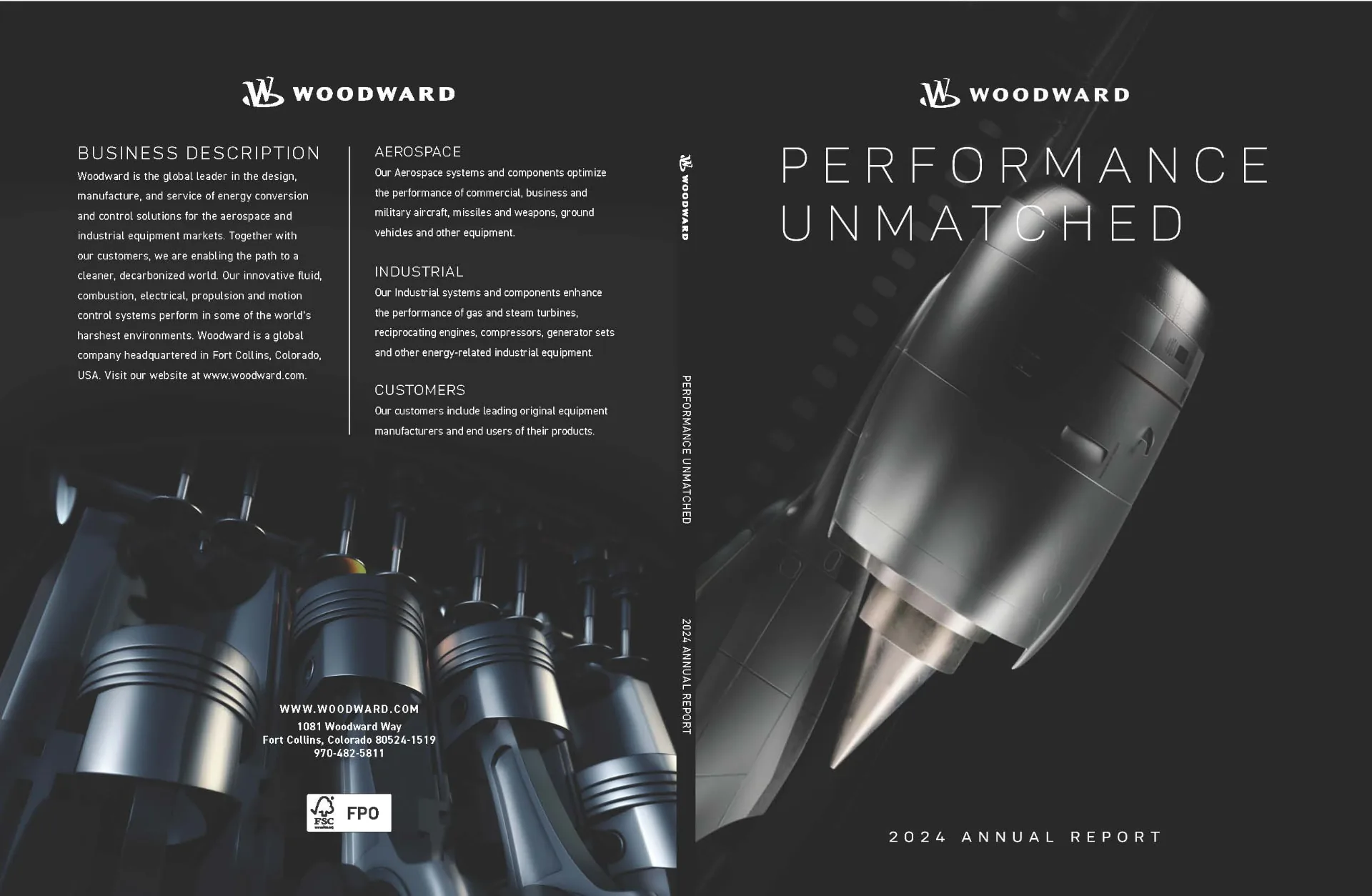 Woodward 2024 Annual Report cover option: Performance Unmatched