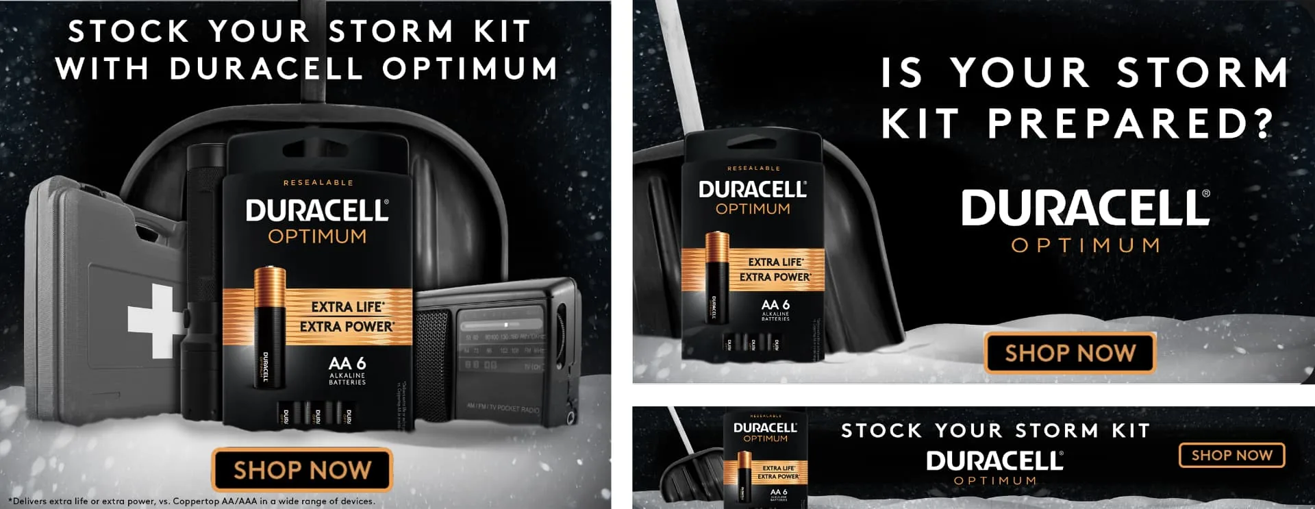 Duracell Optimum storm kit digital ad banner set