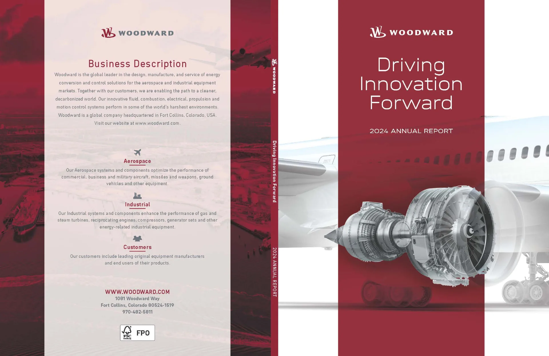 Woodward 2024 Annual Report cover option: Driving Innovation Forward