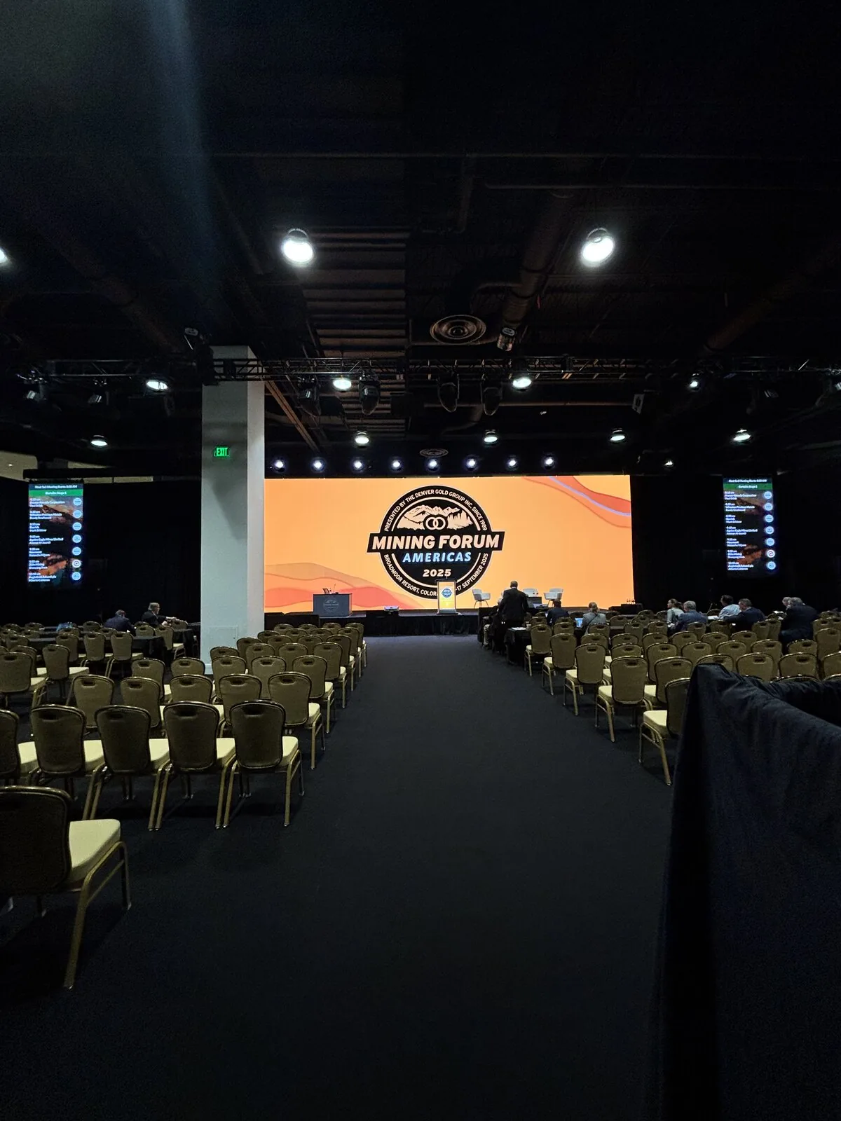 Mining Forum Americas main stage with the branded screen and seating