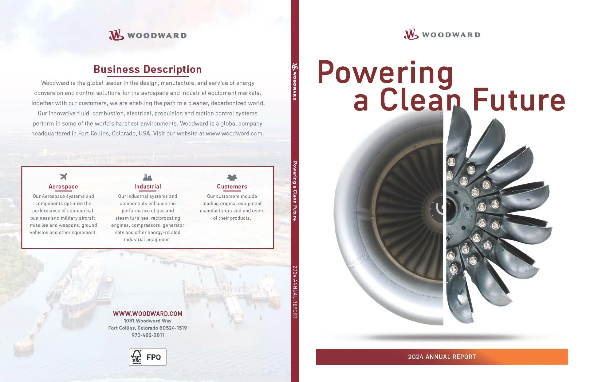 Woodward 2024 Annual Report cover option: Powering a Clean Future