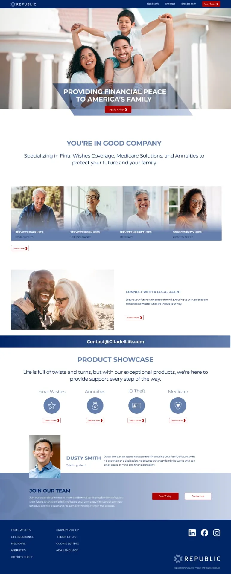 Republic home page design